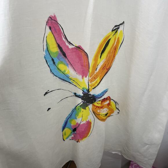 Bloomingdale's Size 20 Linen Maxi Dress Colorful Butterfly Artsy Resort Wear 2X - Picture 4 of 6